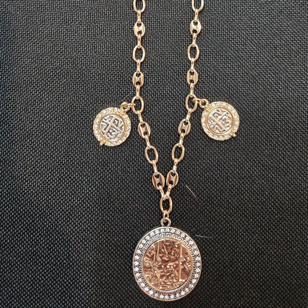 White House Black Market Mixed Metal Coin Necklace Earring Set 70$